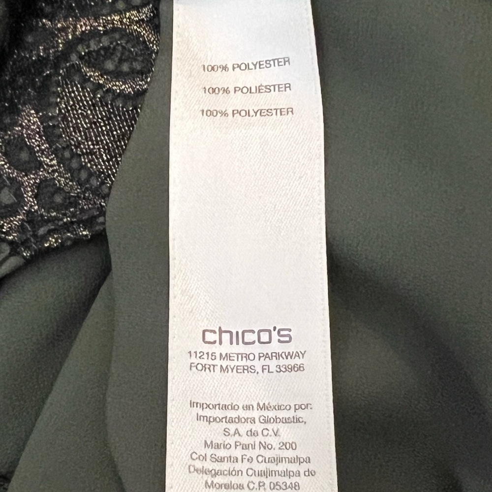 Chico’s Shark Bite Lace Hem Tunic Blouse L - Picture 6 of 6